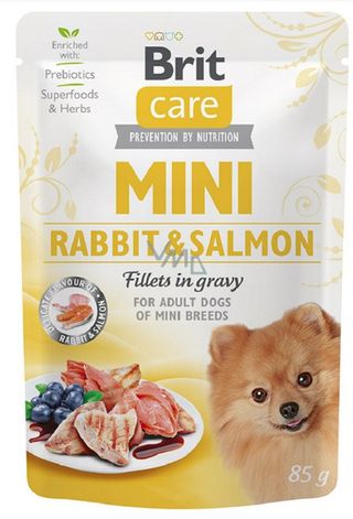 Brit Care Mini Rabbit & Salmon fillets in gravy 85g