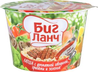 4607160450025 სწრაფი მომზადების ლაფშა საქონლის ხორცით და სოკოთი /ბიგ ლანჩ/ 90გრ