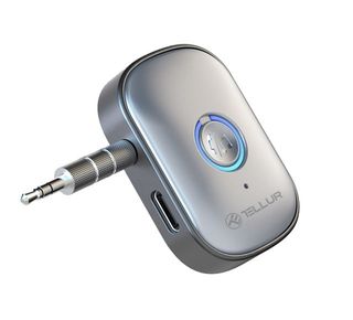 Adaptor Bluetooth 5.3 _ AUX 3.5 mm Tellur, portabil, autonomie 7 ore, microfon incorporat, gri