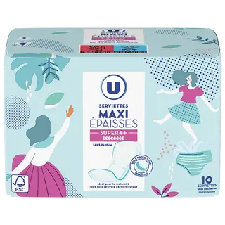Serviettes hygiéniques épaisses super++ U, X10