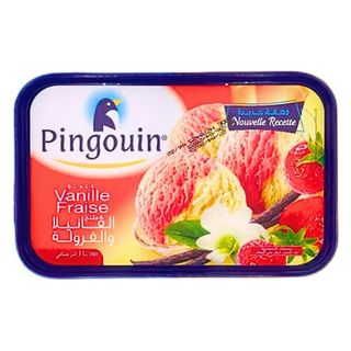 Pingouin Crème Glacée Vanille & Fraise 1L