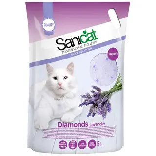 Sanicat Diamonds Lavender - силиконова котешка тоалетна с аромат на лавандула 5 литра
