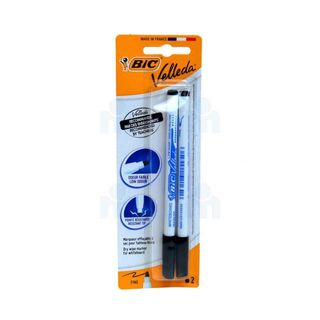 Bic Velleda 1721 Feutres Pour Tableau Blanc Effaçables À Sec Pointe Conique Fine Noir, Pack De 2
