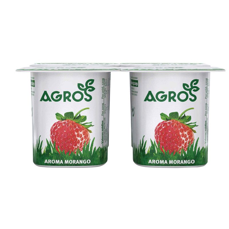 Agros Iogurte com Aroma de Morango 4x120g