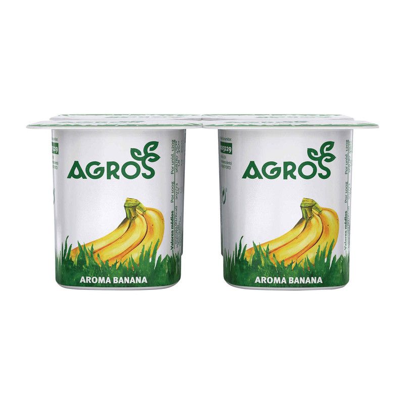 Agros Iogurte com Aroma de Banana 4x120g
