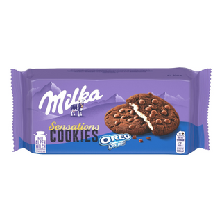 Milka Sensations Cookies Galletas Rellenas de Crema Oreo con Pepitas de Chocolate 156g