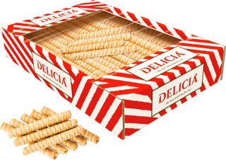 Вафлі Delicia Трубочки зі смаком пряженого молока 450г