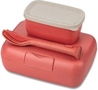 LUNCH BOX SET + CUTLERY SET CORAL