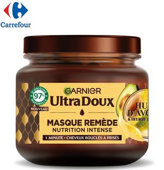 Masque Cheveux Remède Nutrition Intense Cheveux Bouclés Avocat Karité Utra Doux 340Ml
