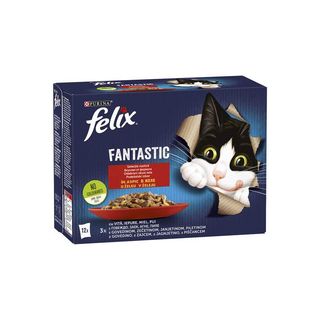 Purina Felix Fantastic s Govedinom, Piletinom, Janjetinom i Zečetinom u Želeu 12x85 g