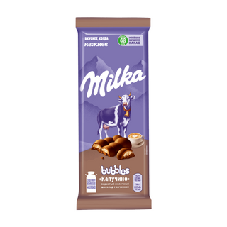Шоколад Milka Bubbles молочный пористый капучино 97г
