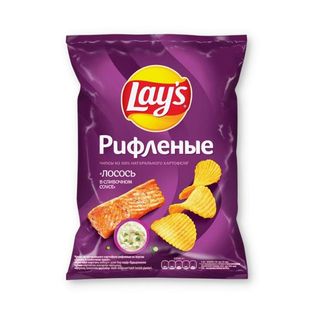Lays Чипсы, Чипсы Lays 140Гр Лосось В Сливочном Соусе Рифленые, шт, ШК: 4690388095864