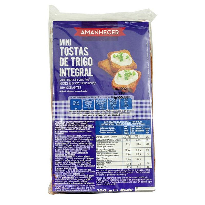 Amanhecer Tostas Mini Integrais 120g