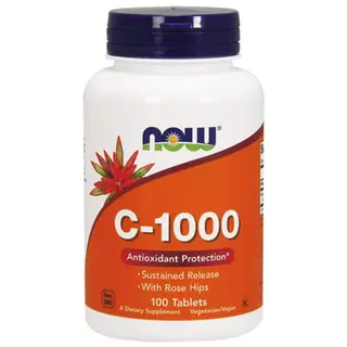 NOW Vitamin C-1000 (Sustained Release with Rose Hips), 100 Tabs