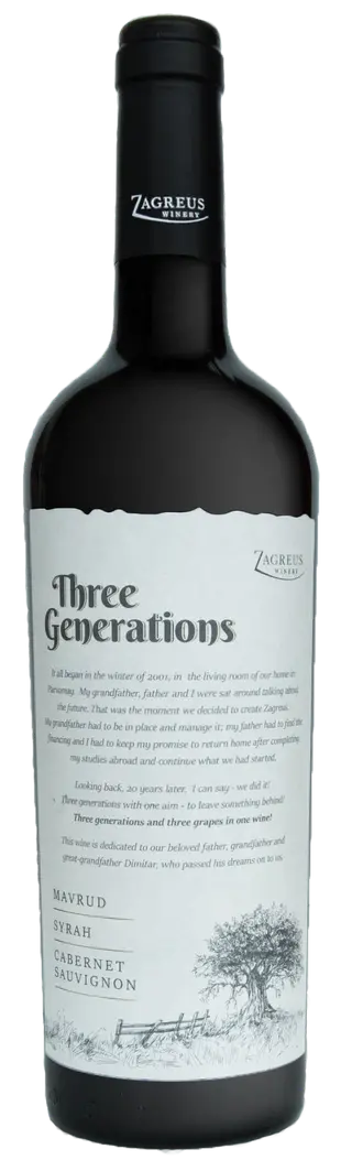 Мавруд/Сира/Каберне Совиньон "Three Generations" 0.75 л  - Загрей, България