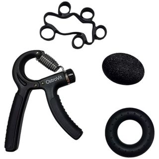 OstroVit Hand and Arm Exercise Equipment | Ръкохватка за предмишница + Гума за стискане и тренировка на пръстите [4 бр.]