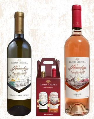 Nostalgia Tamaiosa Romaneasca, Merlot Roze + Cutie Cadou