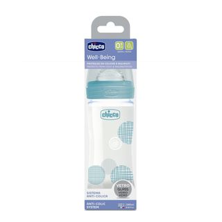 CHICCO MONTE flašica staklena 0m+ silikon plava 240 ML