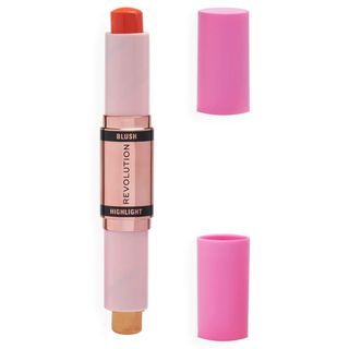 38473 Rumenilo i hajlajter u stiku MAKEUP REVOLUTION Coral Dew 2x4.3g