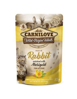 Carnilove Cat kitten Pouch cu Iepure si Galbenele, hrana umeda pisici, 85 g