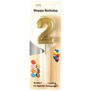 Bougie Anniversaire : Bougie Chiffre 2 Doré
