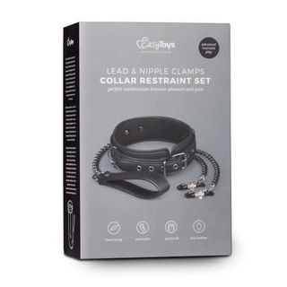 Easytoys Lead & Nipple Clamps Collar Restraint Set