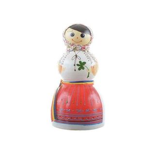 Papusa pusculita traditionala din ceramica model femeie 21cm 1 buc