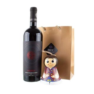 Pachet cadou clopotel romanas pictat manual si vin rosu Averesti 1 buc