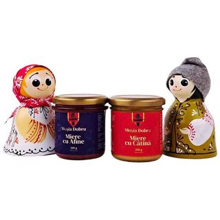 Pachet cadou Drag si Draga cu doua sortimente de miere crema cu fructe