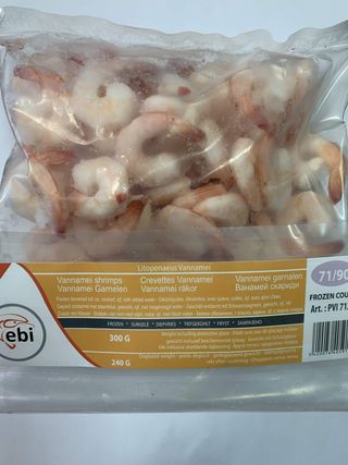 Скариди 71/90 белени варени 0.300кг/бруто/ ванамей-1брой