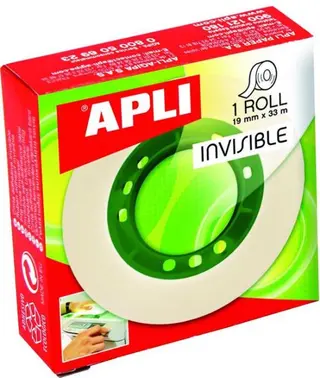 Bande adhésive Apli, 19 mm x 33 m, invisible #AL012533