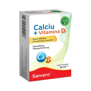 Sanvero Calciu + Vitamina D3-cpr. film. x 30