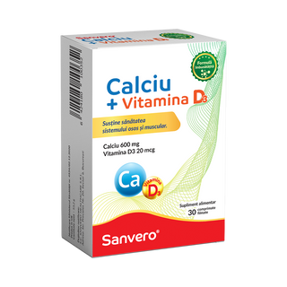 Sanvero Calciu + Vitamina D3-cpr. film. x 30