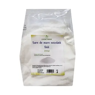 Sare de Mare Neiodată Fină 500g Cuore Verde