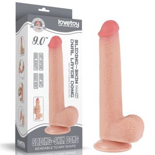 Dildo Sliding Skin Dual Layer 9 Inch Flesh