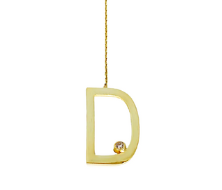 Colier Moi Litera D, Argint 925, Gold, 40 Cm