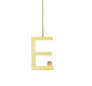 Colier Moi Litera E, Argint 925, Gold, 40 Cm