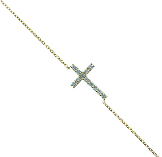 Colier Religion, Argint 925, White Cubic Zirconia, Gold