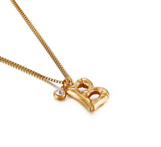 Colier Appel 50Cm, Litera B, Placat Aur 18K