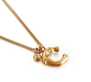 Colier Appel 50Cm, Litera C, Placat Aur 18K