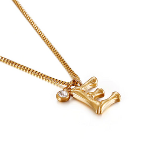 Colier Appel 50Cm, Litera E, Placat Aur 18K