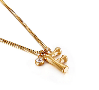 Colier Appel 50Cm, Litera F, Placat Aur 18K