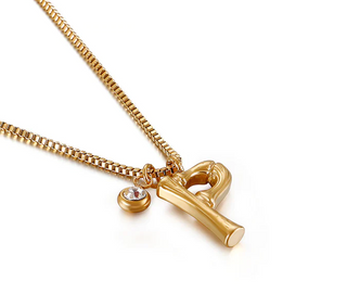 Colier Appel 50Cm, Litera P, Placat Aur 18K
