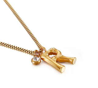 Colier Appel 50Cm, Litera R, Placat Aur 18K