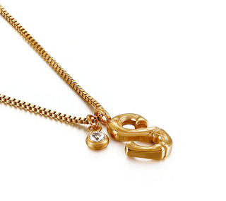 Colier Appel 50Cm, Litera S, Placat Aur 18K