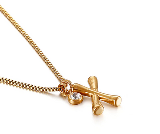 Colier Appel 50Cm, Litera X, Placat Aur 18K