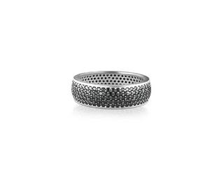 Inel Alliance 58, Argint 925, Black Cubic Zirconia