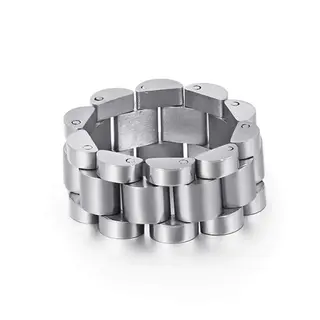 Inel Horologe 58, Silver, Otel Inoxidabil, Placat Aur 18K
