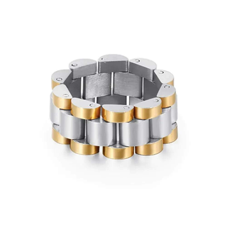 Inel Horologe 57, Two-Tone, Otel Inoxidabil, Placat Aur 18K