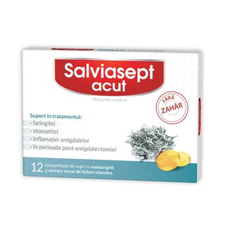 Zdrovit Salviasept Acut Fara Zahar 12 Comprimate De Supt